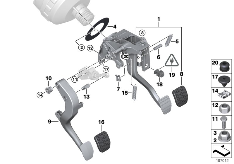 Pedals with return spring