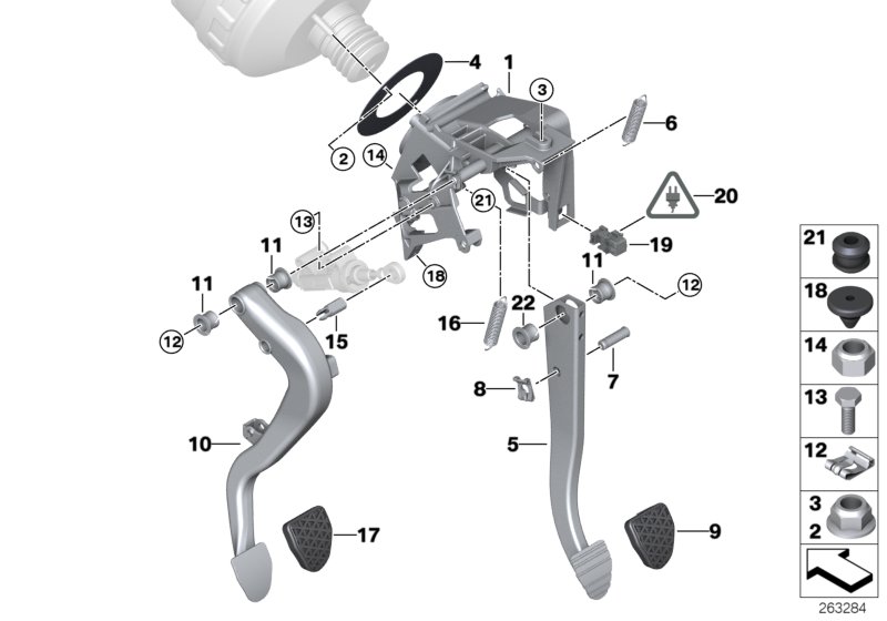 Pedals with return spring