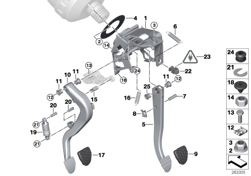 Pedal assy w over-centre helper spring
