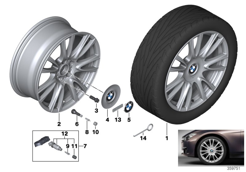 BMW LA wheel, individ. V-spoke 439-19''