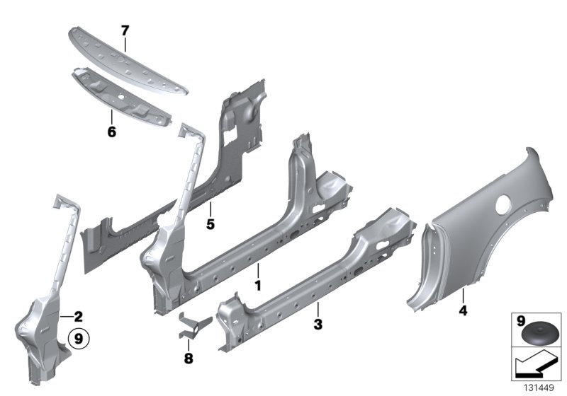 Single components for body-side frame