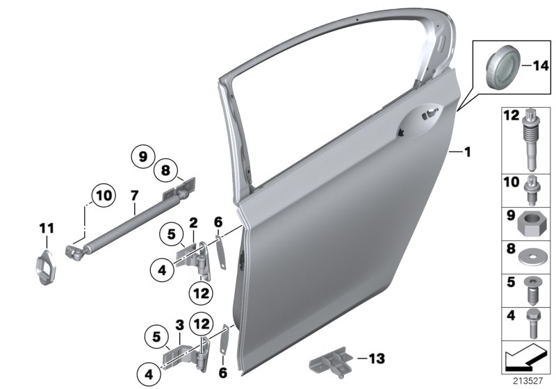 Rear door - hinge/door brake