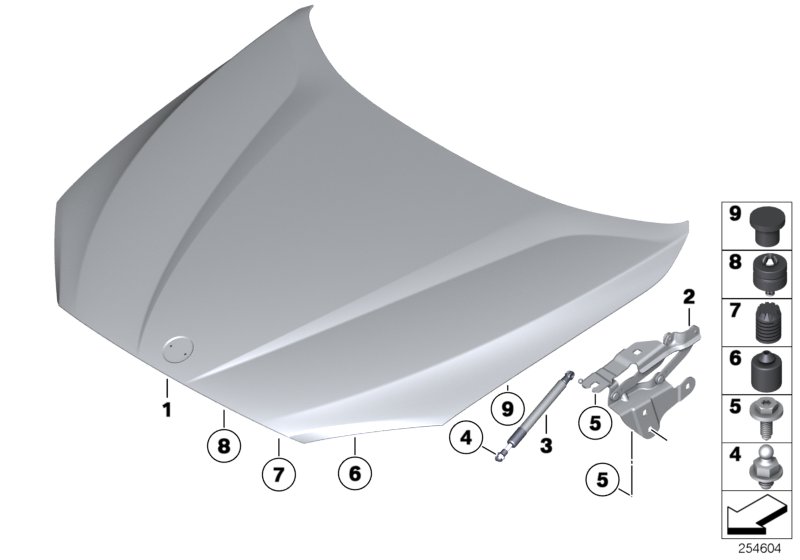 Engine hood/mounting parts
