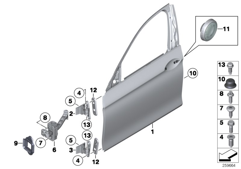 Front door-hinge/door brake