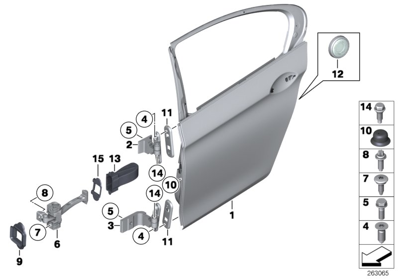 Rear door - hinge/door brake