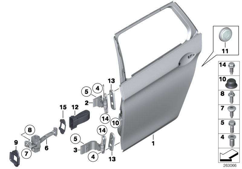 Rear door - hinge/door brake