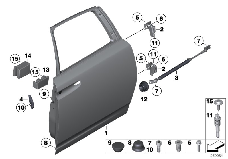Rear door - hinge/door brake