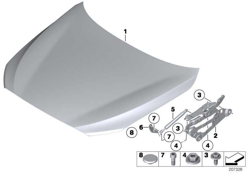 Engine hood/mounting parts
