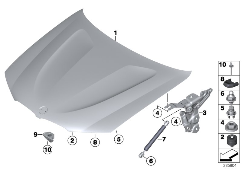 Engine hood/mounting parts