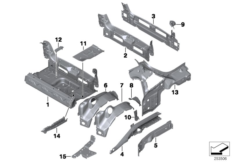 Mounting parts for trunk floor panel