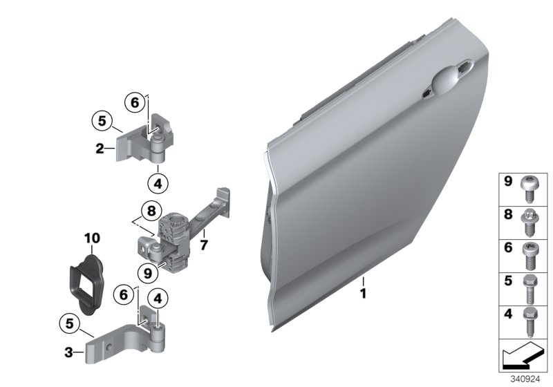 Rear door - hinge/door brake