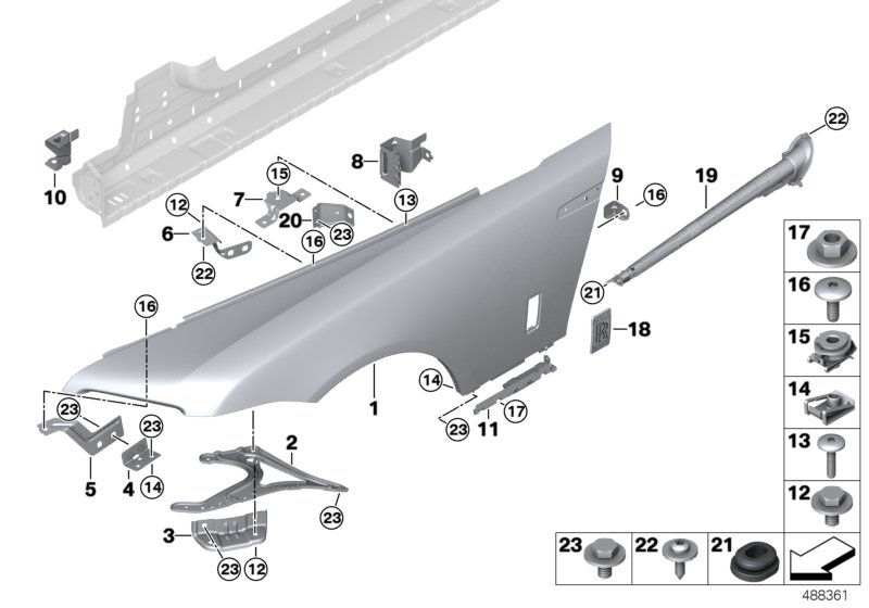 Front side panel/Mounting parts