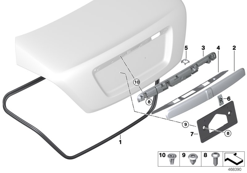 Rear lid, mounting parts