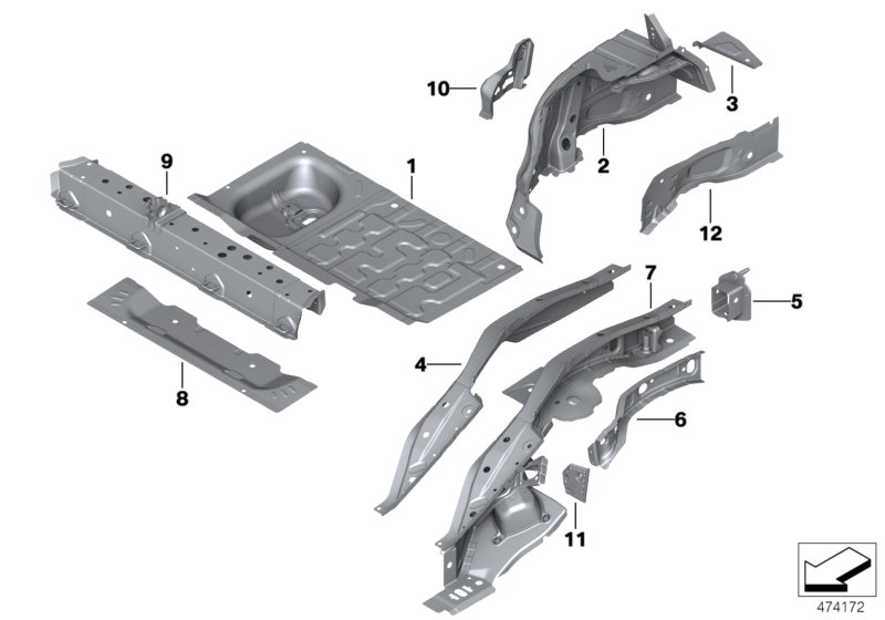 Rear wheelhouse/floor parts
