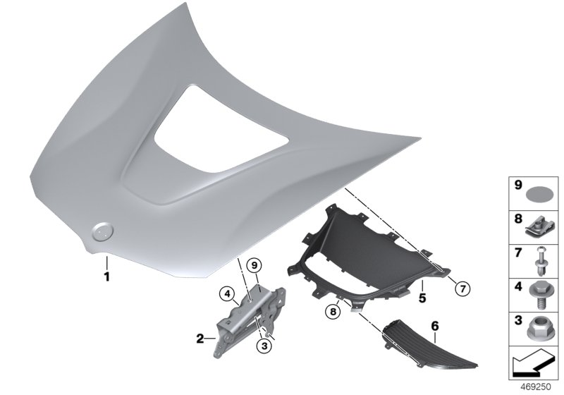 Engine hood/mounting parts