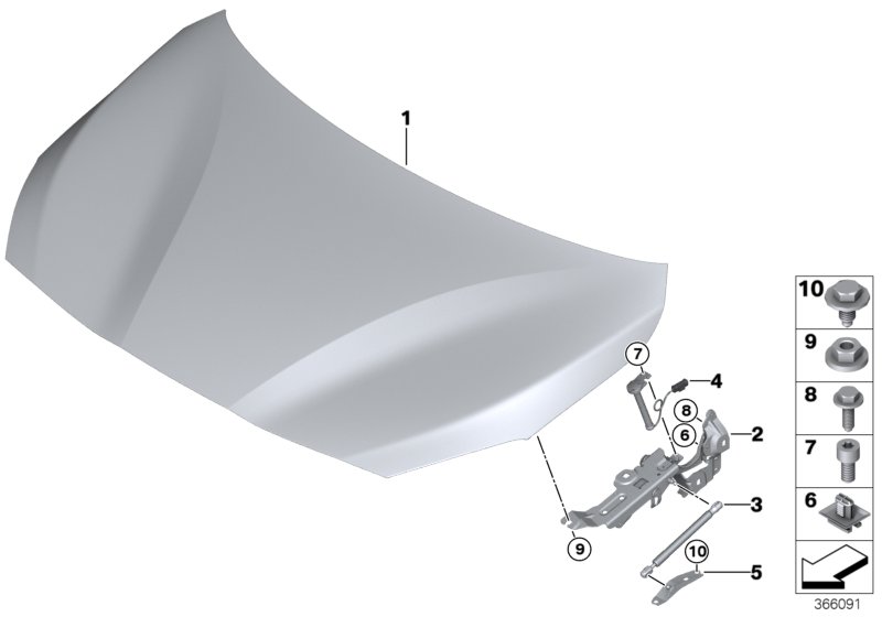 Engine hood/mounting parts