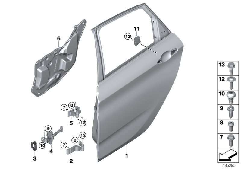 Rear door - hinge/door brake
