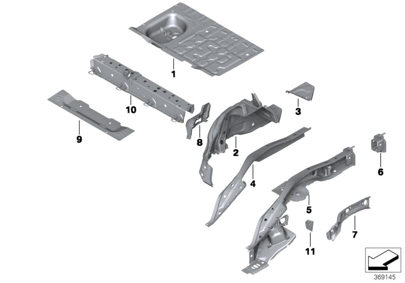 Rear wheelhouse/floor parts