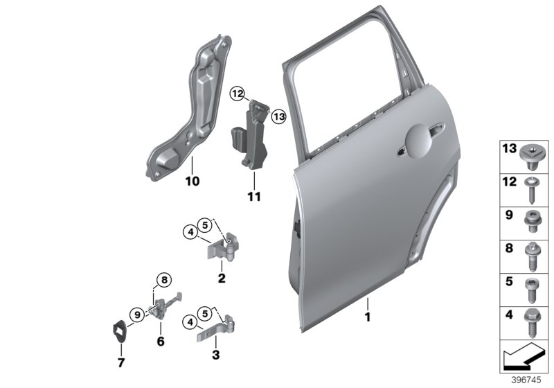 Rear door - hinge/door brake