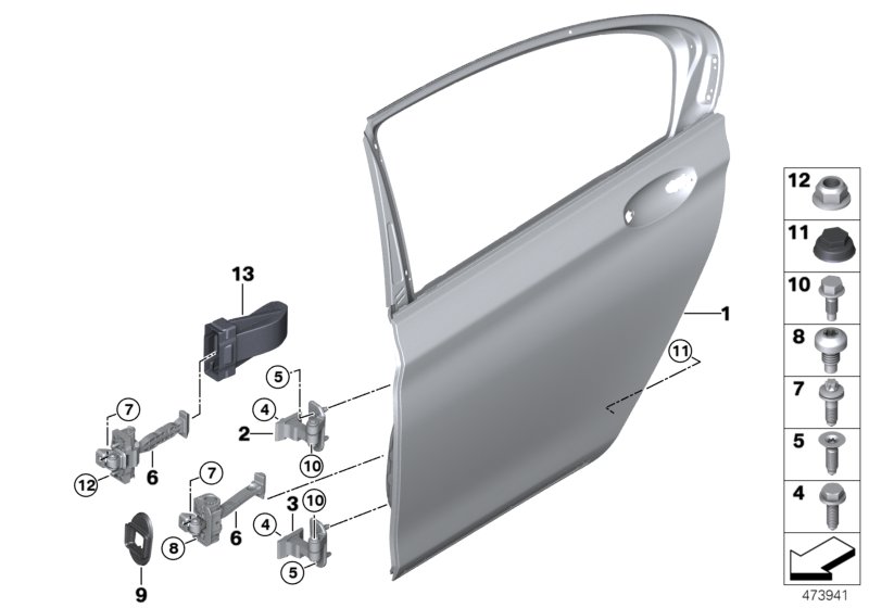 Rear door - hinge/door brake
