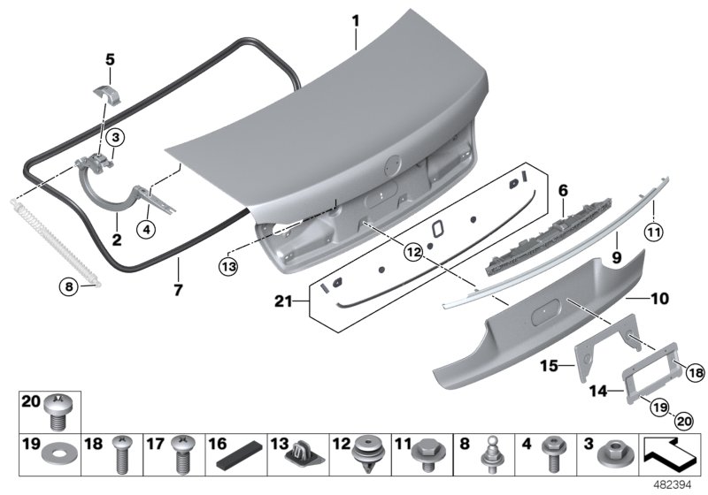 SINGLE COMPONENTS FOR TRUNK LID