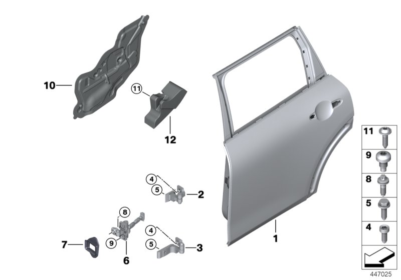 Rear door - hinge/door brake