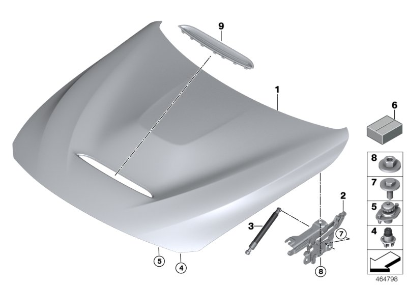 Bonnet / mounted parts