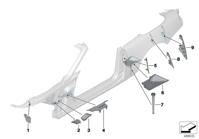 Cavity shielding, side frame