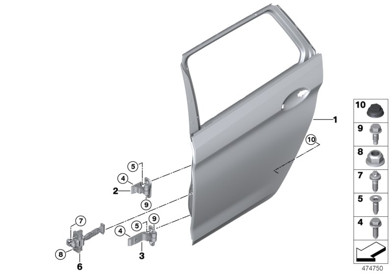 Rear door - hinge/door brake