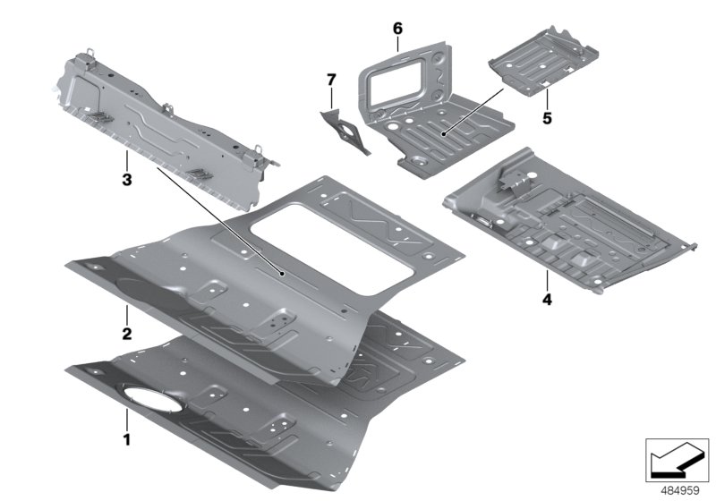 Mounting parts for trunk floor panel