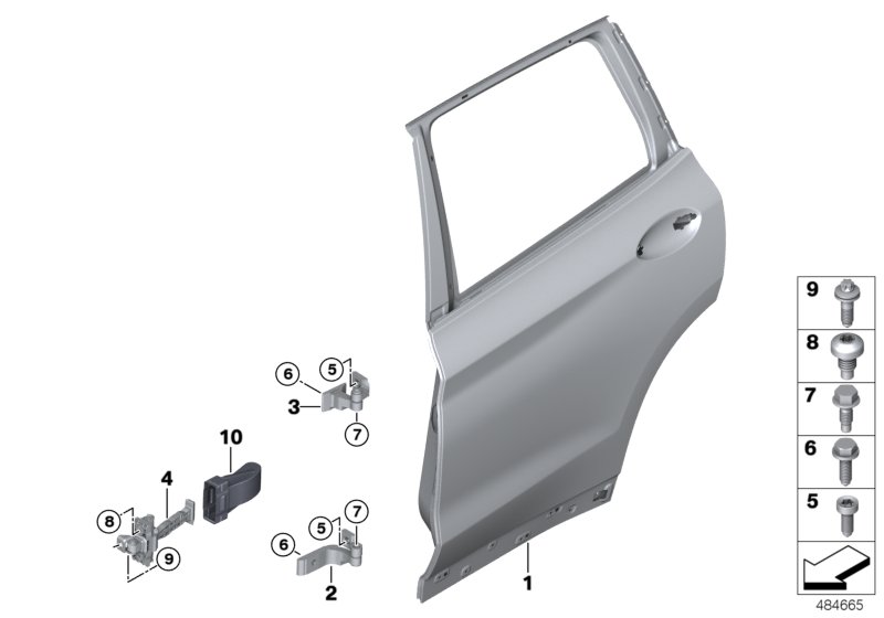 Rear door - hinge/door brake
