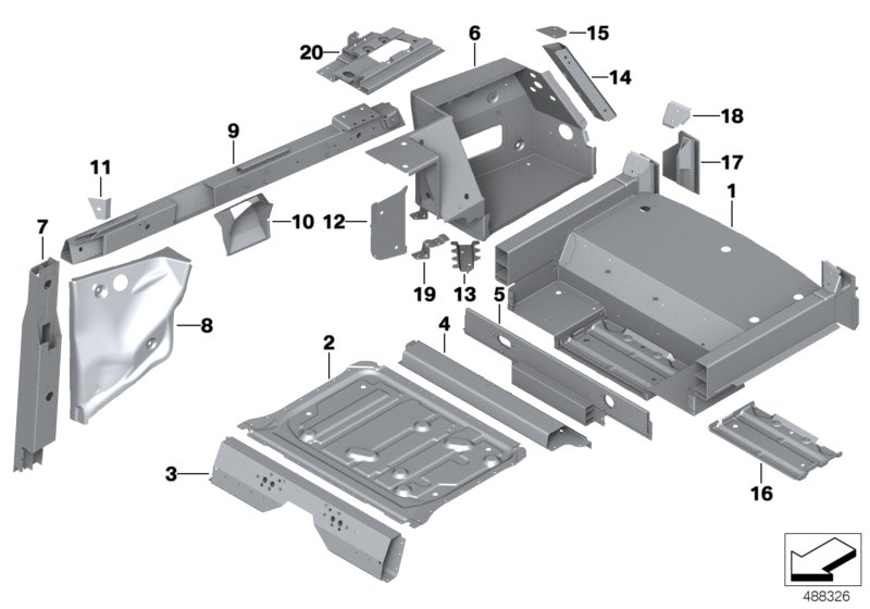 Mounting parts for trunk floor panel