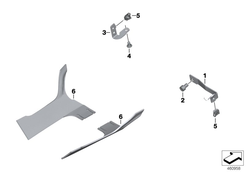 Engine spoiler, mounting parts
