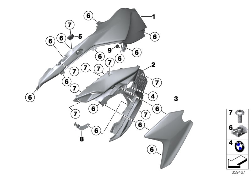 Fairing side section, front