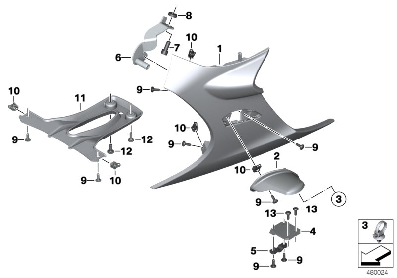 Radiator cowl, auxiliary headlight