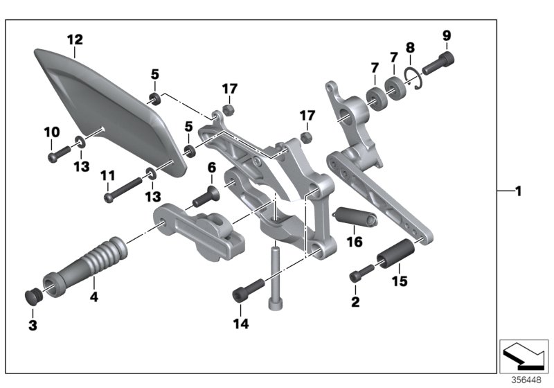 HP footrest system, right
