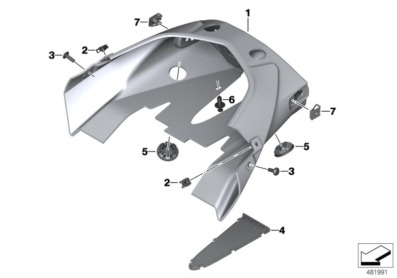 Rear trim panel, middle