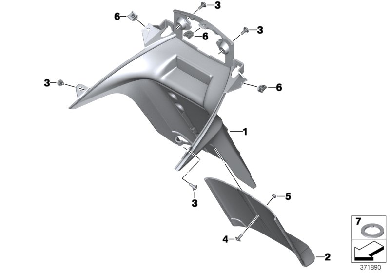 Rear wheel cover, number plate carrier