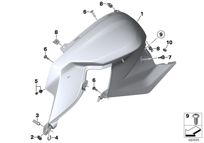 Fairing side section, front