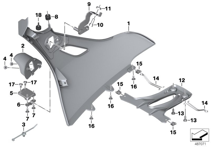 Radiator cowl, auxiliary headlight
