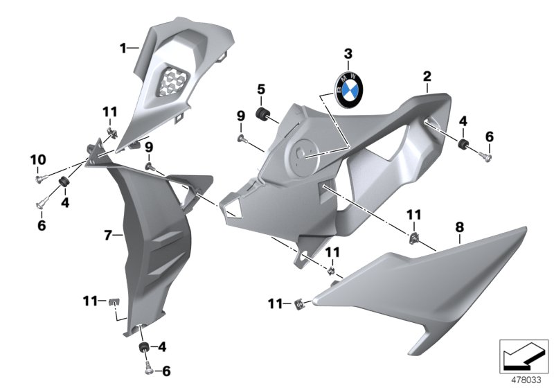 Fairing side section, front