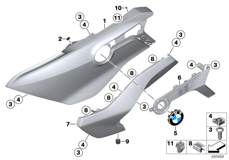 Fairing side section, front