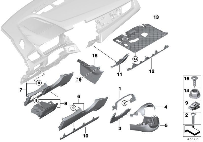 Mounting parts, instrument panel, bottom