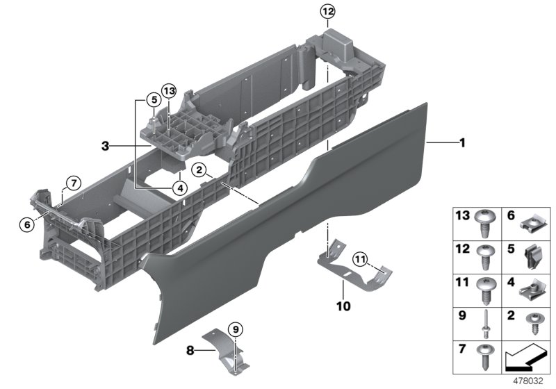 Centre console, rear cabin