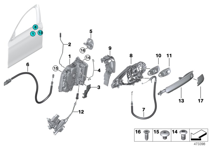 Locking system, door, front