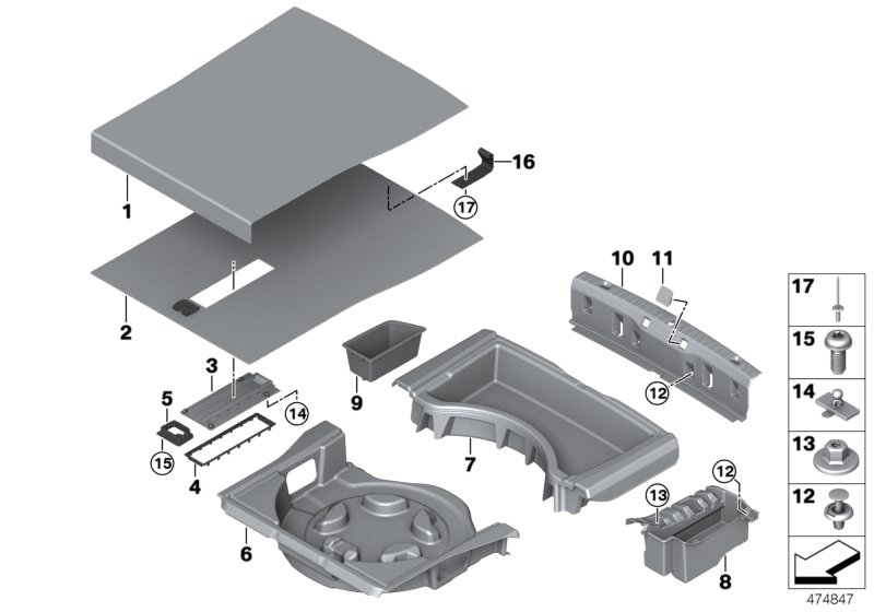 Trim panel, trunk floor