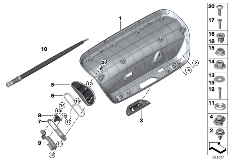 Trim panel, trunk lid