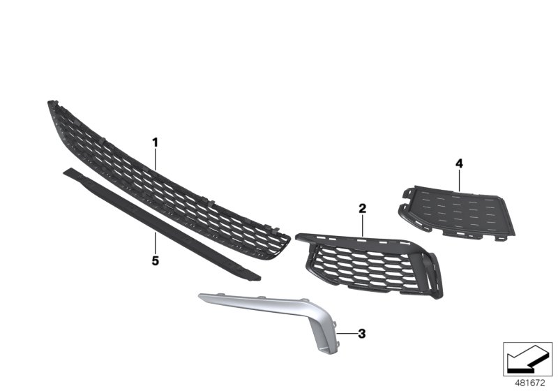 M trim panel, trim elements, front