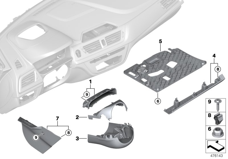 Mounting parts, instrument panel, bottom