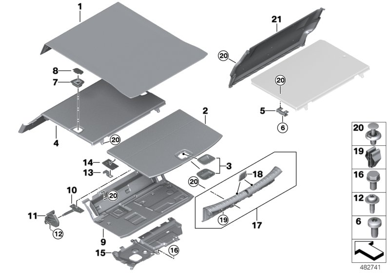 Trim panel, trunk floor